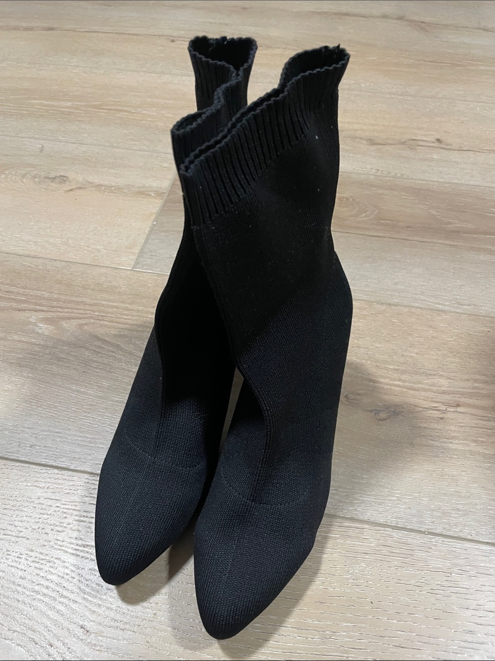 Black Sock Booties Stretch-Knit Ankle Boots